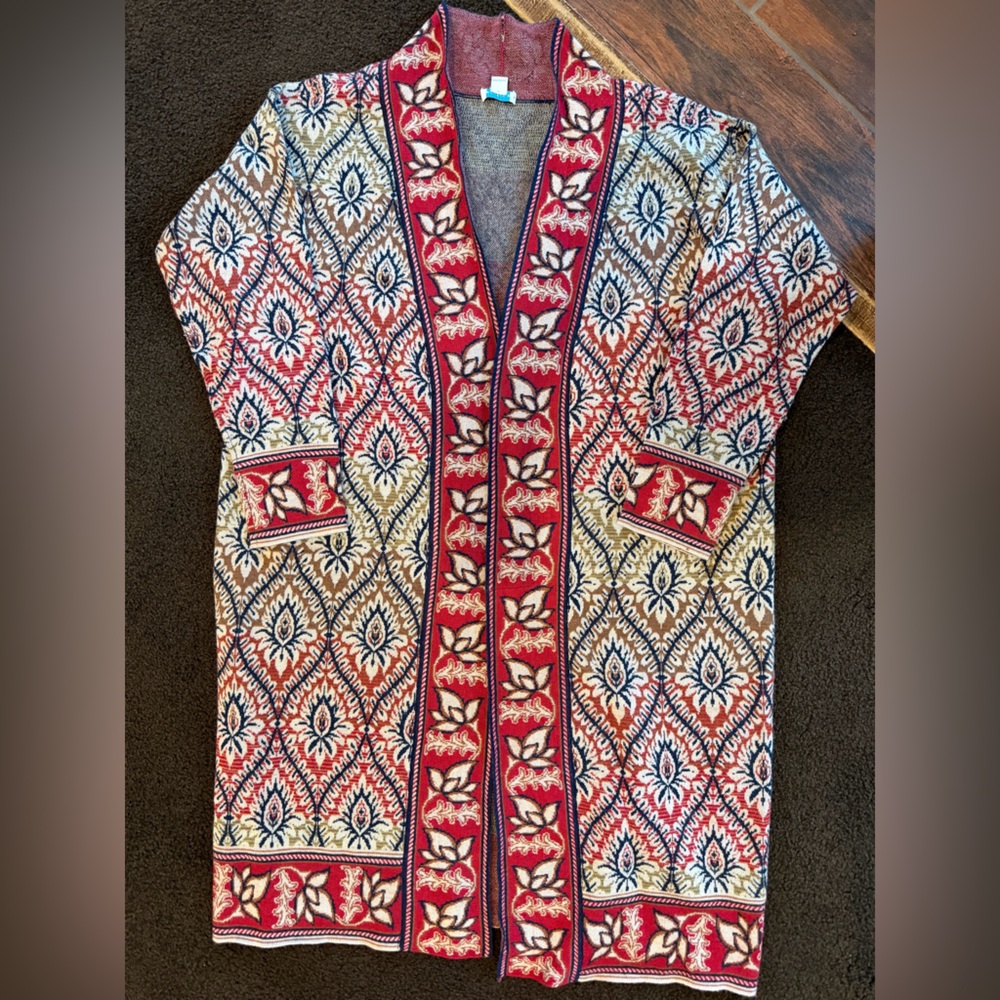 Sundance Red and Cream Patterned Cardigan